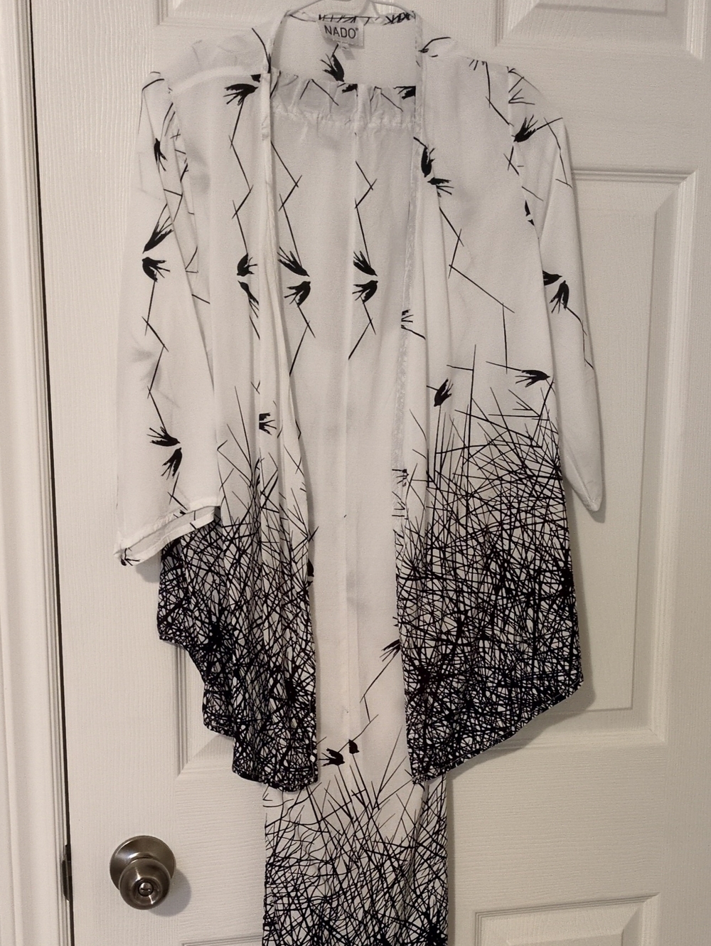White & Black Printed Open Blazer